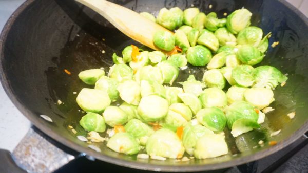 stir fried brussel sprouts thai style