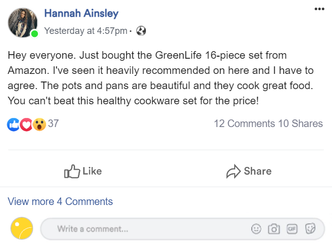 greenlife cookware review on facebook
